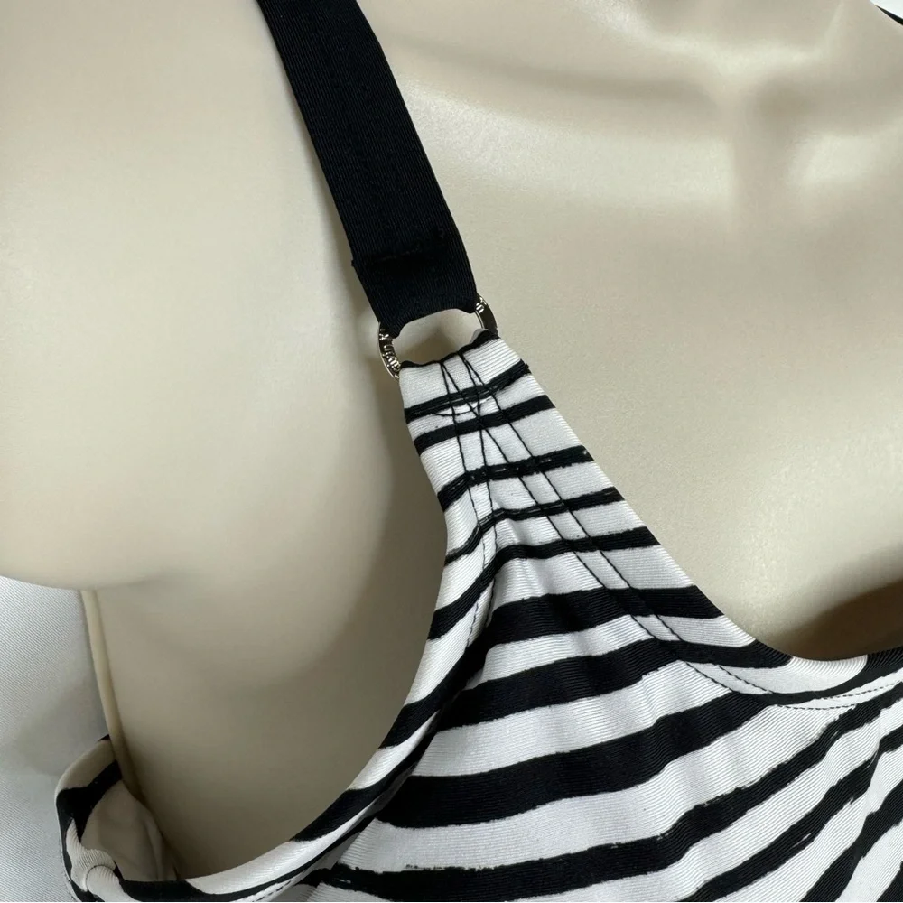 Calvin Klein Abstract Stripe & Block Black White Swimsuit One Piece size 12